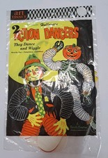 VTG Beistle Skeleton Pumpkin Scarecrow Halloween  24” Tissue Dancers NOS Sealed picture