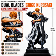35CM Bleach Ichigo Kurosaki Dual Blades Figure TYBW Anime Statue Collectible Toy picture