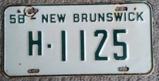 1958 New Brunswick, Canada, Taxi License Plate H-1125 picture