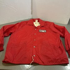Vtg P I E TRUCKING LINE XL RED LINED JACKET MADE IN USA TRUCK TRACTOR TRAILER picture