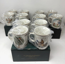 Vtg ROYAL GALLERY Mugs ALL THE DAYS OF CHRISTMAS Set Of 12 Japan 1992- 4x3” picture