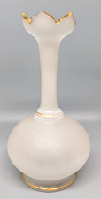 Satin Glass Gold Trim Bud Vase Bulbous picture
