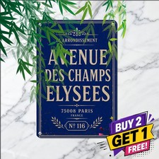 Paris France Avenue Des Champs Elysees Retro Street Metal Sign picture