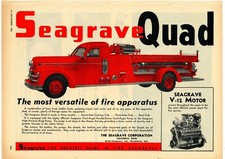 1953 Seagrave Fire Apparatus Ad: Quad Model Pictured w/ V-12 Engine. Columbus OH picture
