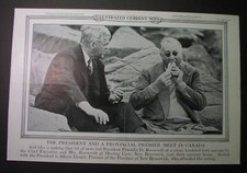 1936 poster: ROOSEVELT dines on a HOT DOG FDR at New Brunswick picnic; Dysart picture