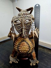 Vintage Namji Fertility Doll - Cameroon African Woven Raffia Ritual 12