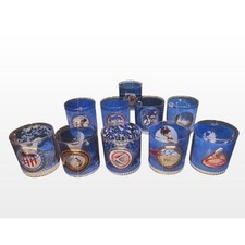 Vintage NASA Apollo Glasses Complete Collection – Set of 10 Blue/Gold Tumblers picture