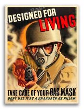 Gas Mask - Designed For Living 1944 WW2 Vintage War Poster - 18x24 picture