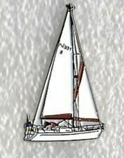 Yacht pin badge. Sailing Sailor. White Sail. Metal. Enamel. Norfolk broads picture