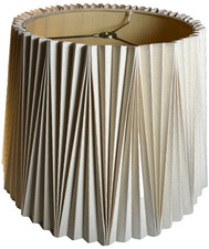 Vintage Pleated Drum Lamp Shade Textured Linen Canvas Mid Century 15