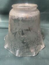 Chintz flowers etched glass lamp shade Fluted 2 1/4