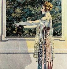 Oneida Silver Plate Beautiful Woman 1920s Advertisement Lithograph Art #2 HM1A picture