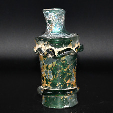 Genuine Ancient Roman Glass Bottle Container with Trailed Glass Decoration picture
