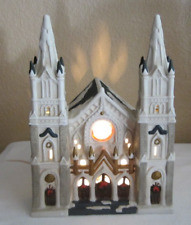 VILLAGE SQUARE Vintage 1996 Tenth Anniversary LIGHTED CHURCH 2 Steeples picture