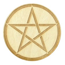 NEW Pentagram Engraved Wood Altar Tile 4