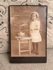 Antique German Cabinet Photo Girl with Cat in Birdcage Berlin c1910 Unusual picture