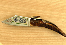 Antique German Folding Hunting Knife TOLEDO Etched Blade c.1900 Pre-WWI picture