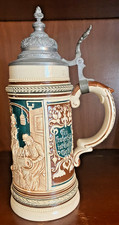 Antique c. 1900s Matthias Girmscheid Beer Stein Pewter Lid Woman's Band - MINT picture