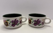 Vintage Potpourri Press Pansies Cups Mugs Set of 2 Flowers 1992 Made in Korea picture