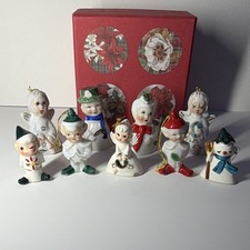 VTG JAPAN Novelty Set of  9 Ceramic Christmas Figural Ornaments 🎄 picture