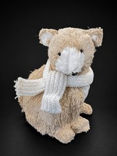 Rustic Straw Polar Bear Figurine 8.5” White Scarf Christmas Tabletop Decor  picture