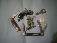Junk Drawer Vintage Collectables Lot Of 6 Old Key Pocket Knifes Pendent Ect Rare picture