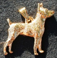 Rat Terrier Dog 24K Gold Plated Pewter Pendant Jewelry USA Made picture