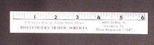 Riegelmeier's Traffic Services 1957 Harrisburg PA Advertising Ruler Bookmark picture