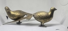 Vintage Brass Pheasant Pair Figurines Male & Female MCM Heavy Cast Statues  picture