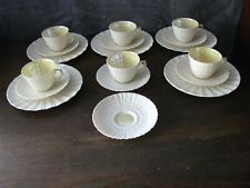 Belleek Limpet Cup & Saucer set with salad plates. 5th mark 1955-1965 yellow picture