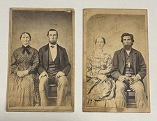 2 Antique CDVs Victorian Couples Logan Ohio W.M. Oaks 2 Cent Revenue Stamps picture