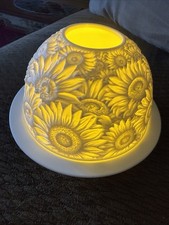 What A Beautiful 3D “Sunflowers” 2 Piece Ceramic Candle Holder W/candle picture