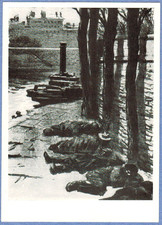 P.Pinkisevich 1964 Russian postcard OVERNIGHT PLACE FOR THE HOMELESS in Paris picture