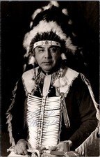 Chief White Eagle Signed RPPC Real Photo Postcard Native American Portrait picture