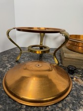 Vintage Mid Century Copper Chafing Dish Set Stand Lid Pan - FOR PARTS ONLY picture