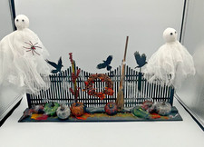 Byers Choice Halloween Fence w/ Ghosts, Pumpkins, Black Widow Spiders & Cobwebs picture