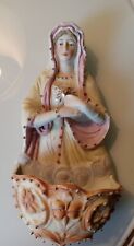 Antique 19c Porcelain Germany Holy Water Wall Sconce Font Container Madonna 3953 picture