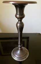 VTG Heavy IHI Solid Brass With Dark Brown / Antique Finish Pedestal Candlestick picture