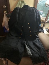 Navy Blue/ Black Wool Bridge Overcoat Victorex T 6H Preowned Navy Long Wool Coat picture