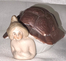 Naughty Turtle Trinket Box Blonde Risque Bathing Beauty Vanity Boudoir Germany picture