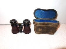 ANTIQUE JUMELLE DUGHESSE BINOCULARS OPERA GLASSES + LEATHER CASE- FRANCE  #Z 319 picture