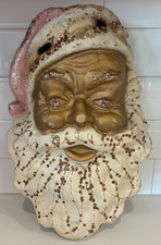 RARE VTG SANTA HEAD PAPIER MACHE COMP PULP BEISTLE STYLE POST WAR USA-17-1/2X11