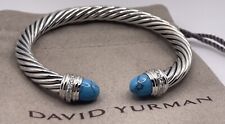 David Yurman 7mm Cable Color  Bracelet & 925 Silver Turquoise & Diamonds Medium picture