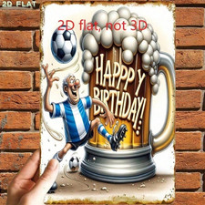 CIFbuy Vintage Happy Birthday Soccer Beer Tin Sign 20x30cm Retro Metal Plaque, B picture