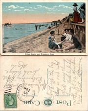 Walnut Beach Near Bridgeport Conn Vintage Postcard Used Linen Divided Back picture
