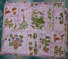 Vintage CRANTEX Pink Cotton Botanical Fabric BTY Clothing Crafts Quilting picture