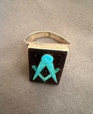 Vintage Bobby Concho Zuni Silver Masonic Ring 10.5 picture