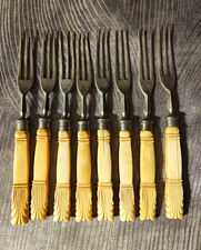 Lot of 8 Vintage Silverplate Forks with Cream Handles, A1 P&Co Mark picture