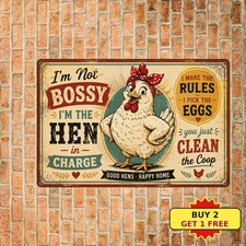 Funny Chicken Farmhouse Kitchen Breakfast Poultry Animal Metal Tin Sign Plaque picture