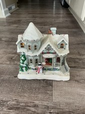 Avon Light Up Christmas House with Music Snowman Santa Inside picture